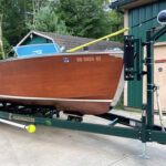 Antique boat on trailer