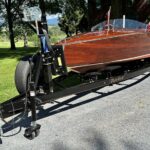 Antique boat on trailer